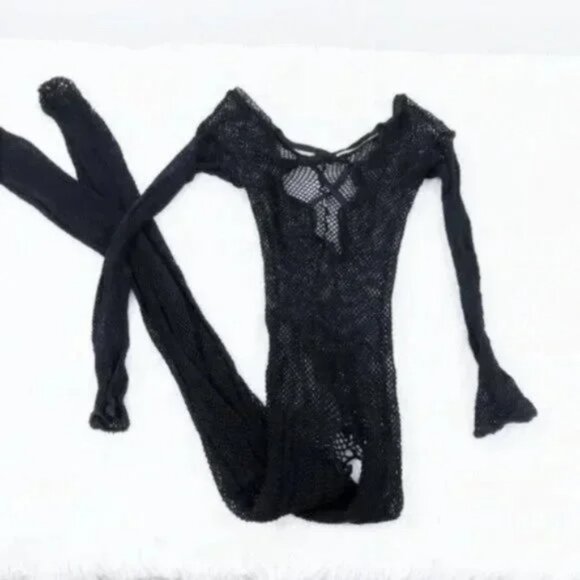 Frederick's of Hollywood VintageFishnet Bodysuit Black S, M - Picture 4 of 8